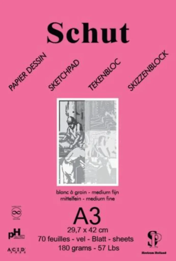 Papier dessin A3 Schut 180g bloc de 70 feuilles pour esquisse artistique
