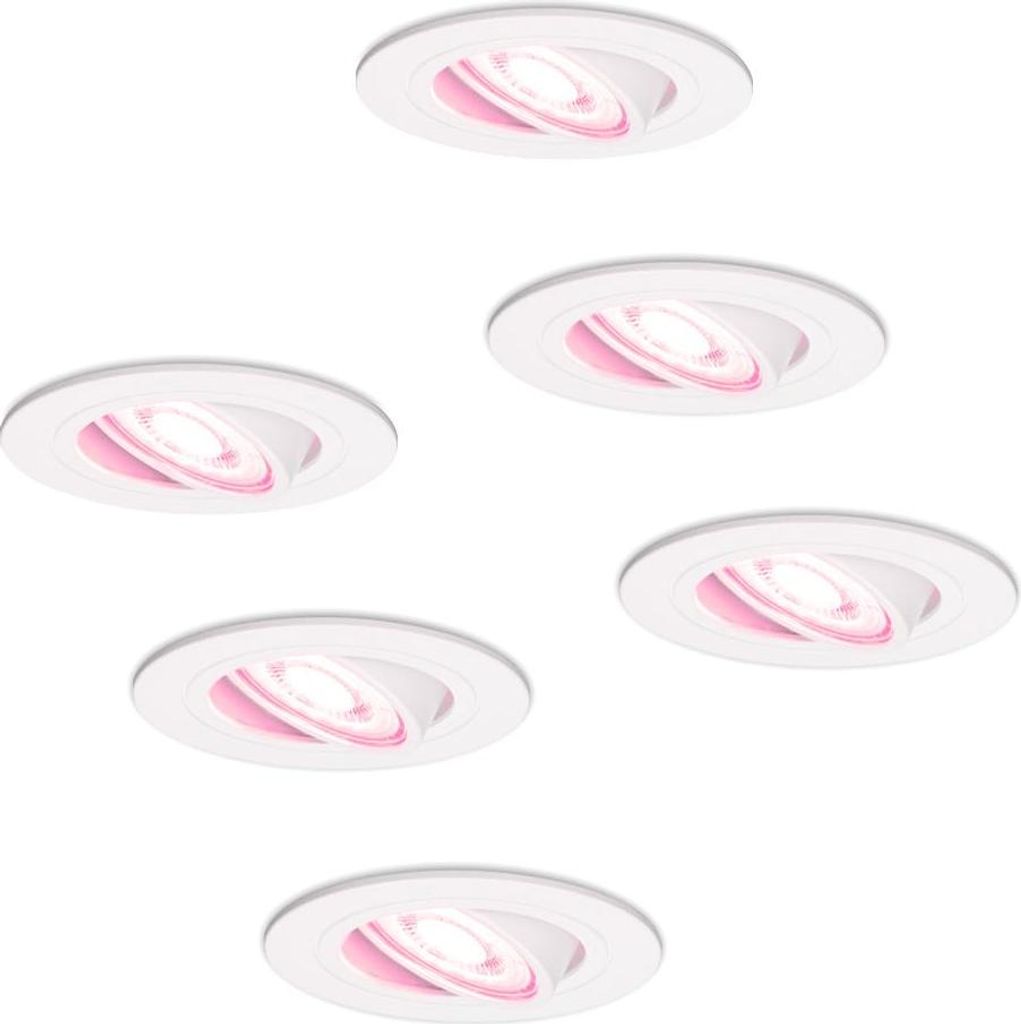 hoftronicsmart LED Einbaustrahler 5,5W 345lm RGBWW GU10 Weiß Schwenkbar 6er Set