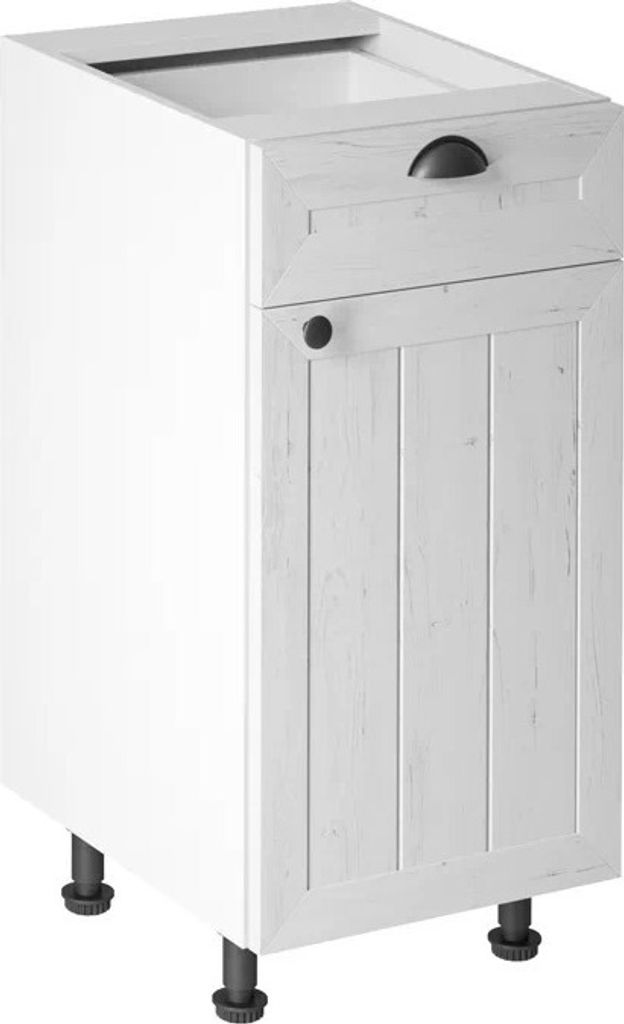 Küchenunterschrank 40 cm ohne Arbeitsplatte mit Schublad Küche, Provence D40S1 Weiß/Matt