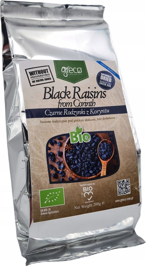 Greco Schwarze Korinthen 200g Ökologisch Getrocknete Weintrauben Ohne Zuckerzusatz Aus Griechenland