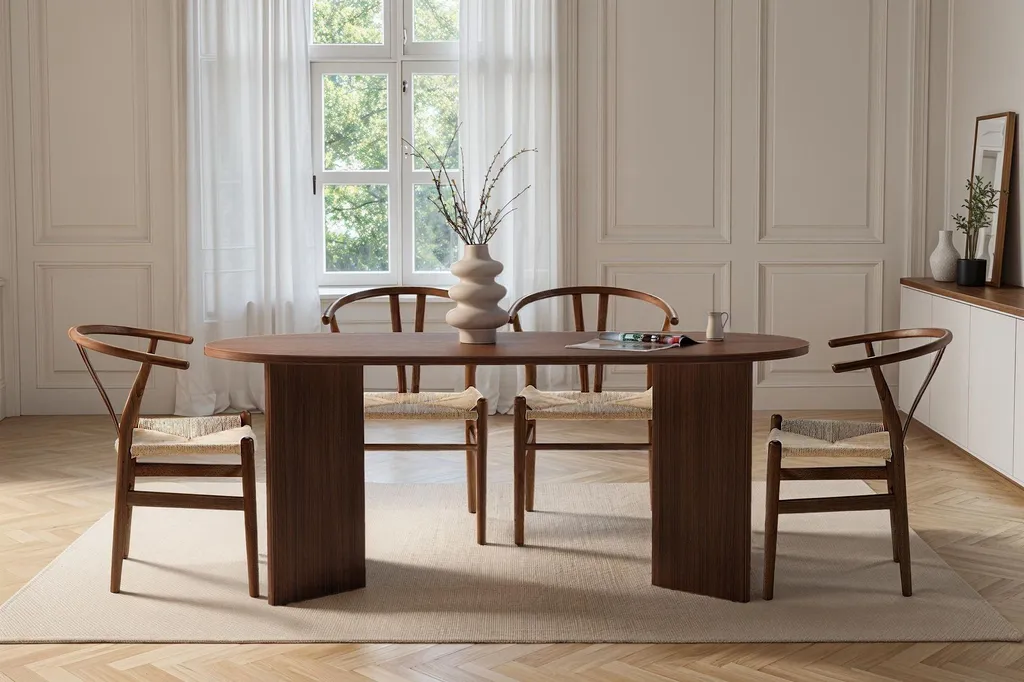 Table à manger Sablin en noyer 180x89 cm - Design rectangulaire robuste - 3