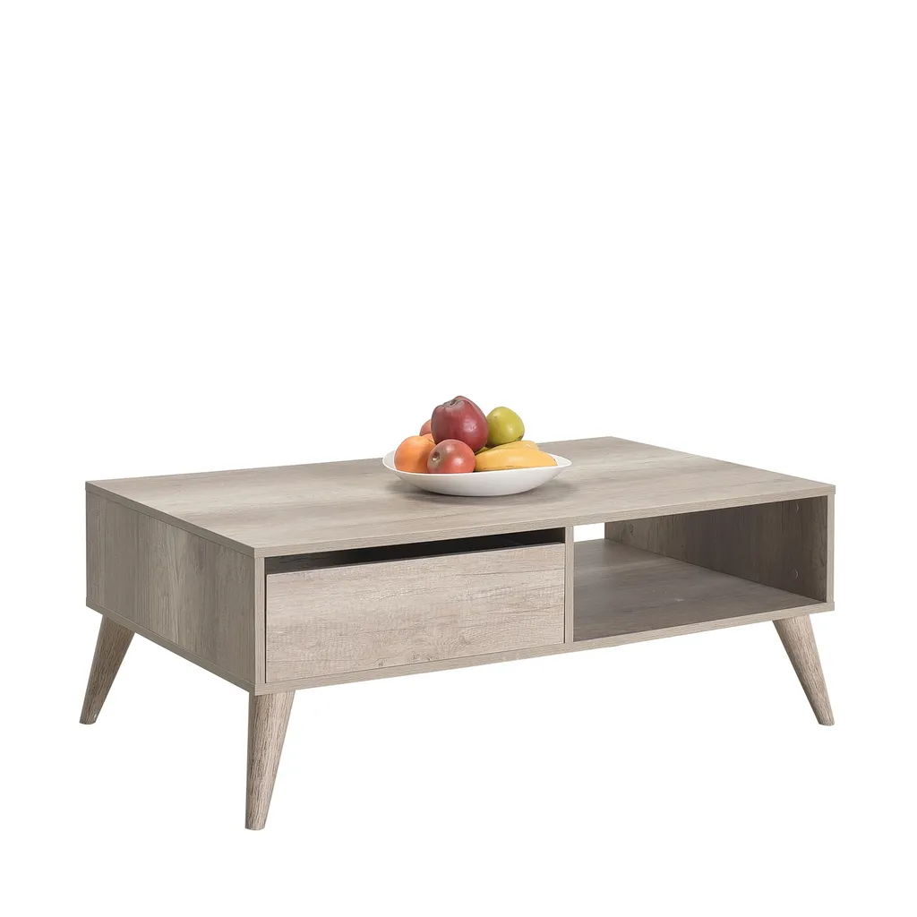 Table Basse Noyer Clair 110 cm Anti-Rayures Skye Decor pour Salon Chic