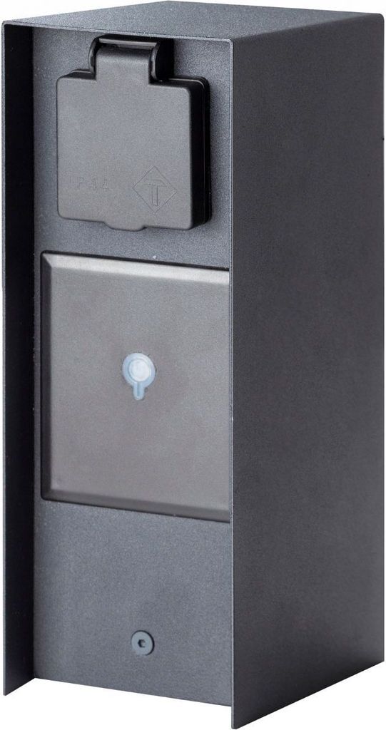 Novatool 1x Steckdosensäule 3-fach Anthrazit Edelstahl eckig IP44 Smart-Home App Aussensteckdose mit Zeitschaltuhr Steckdose Garten Steckdosensäu...