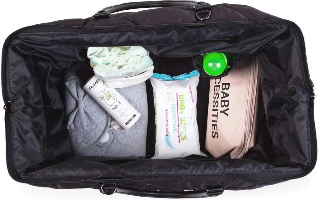 Sac à Langer Maternité Matelassé Noir pour Sorties et Week-end Bébé - 8