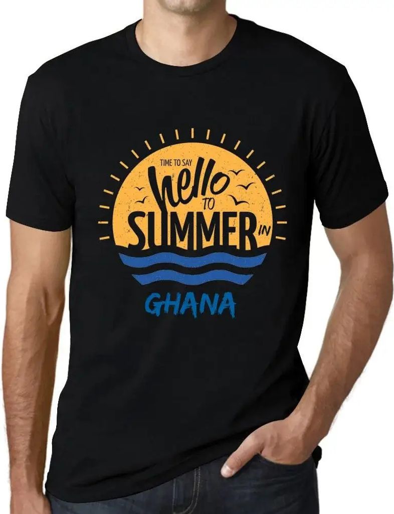 Herren Grafik T-Shirt Zeit dem Sommer in Ghana Hallo zu sagen – Time To Say Hello To Summer In Ghana – Öko-Verantwortlich Vintage Jahrgang Kur...