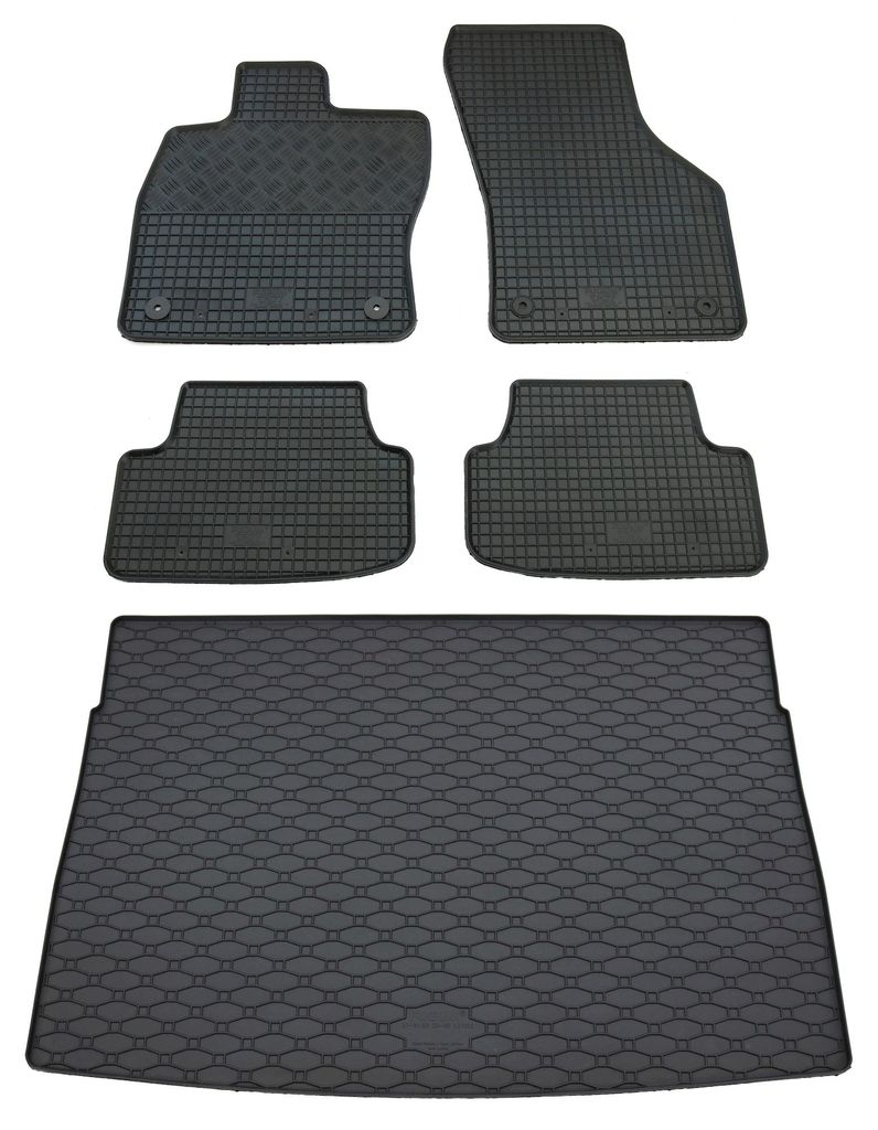 Rigum Gummi Fußmatten + Kofferraumwanne im Set für VW Golf 8 Limo, schwarz