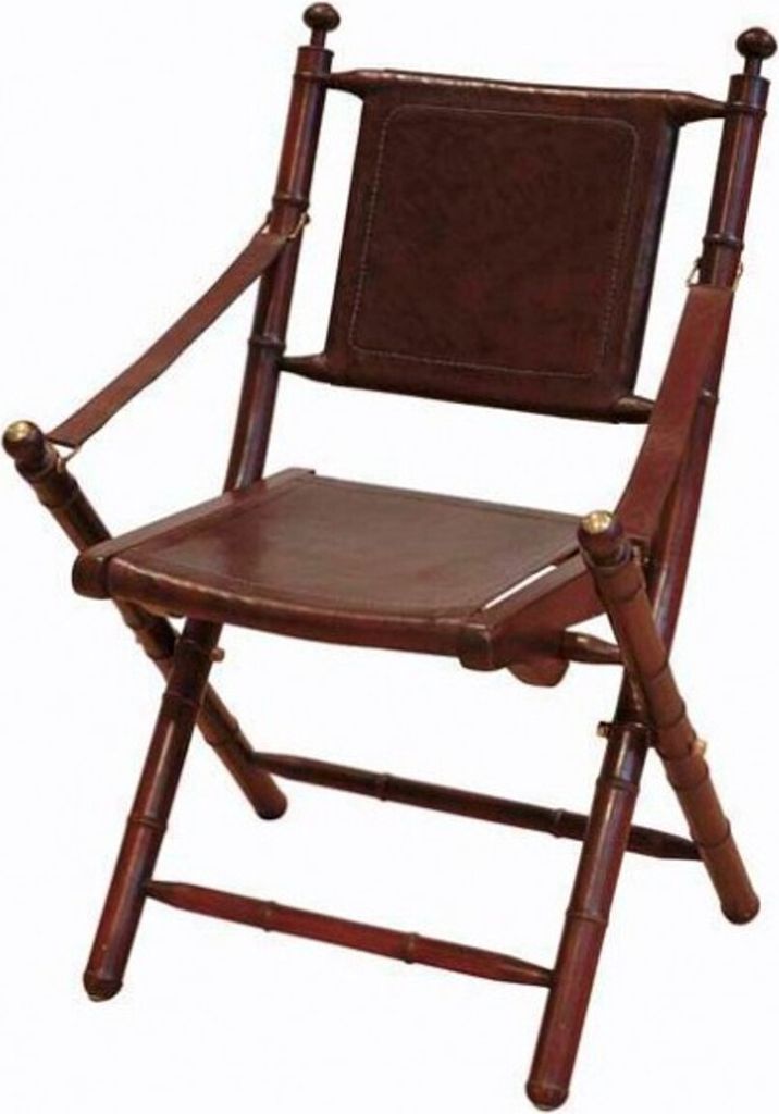 Casa Padrino Luxus Leder Klapp Stuhl Leather - Vintage Art Deco Möbel