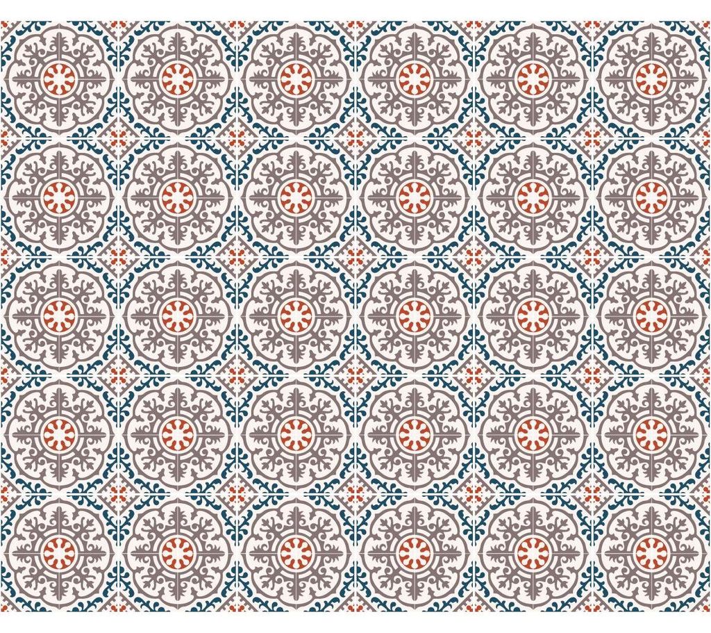 Selbstklebende Fliesenaufkleber für Küche und Bad – 30 Zementfliesenaufkleber, Azulejos-Stil, Cleora – 30 Aufkleber, 10 x 10 cm