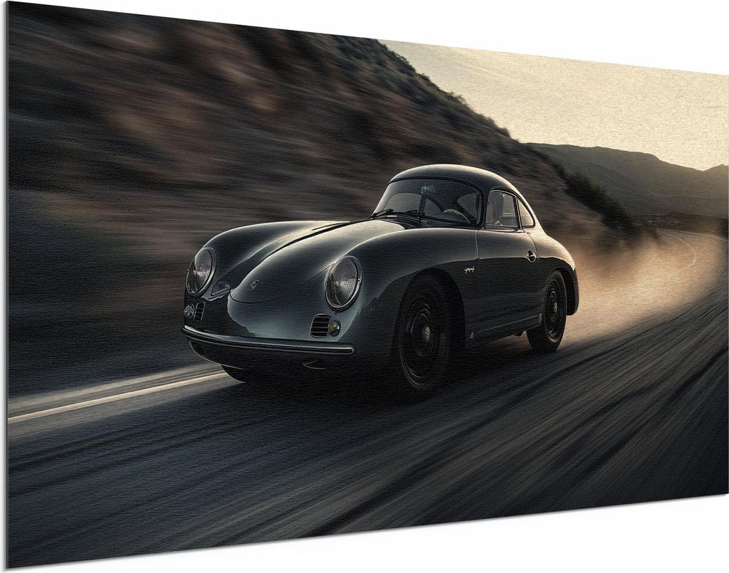 DEQORI Alu-Dibond Bild Silber 100x50 cm 'Nostalgie in Bewegung' Wandbild Metall dünn