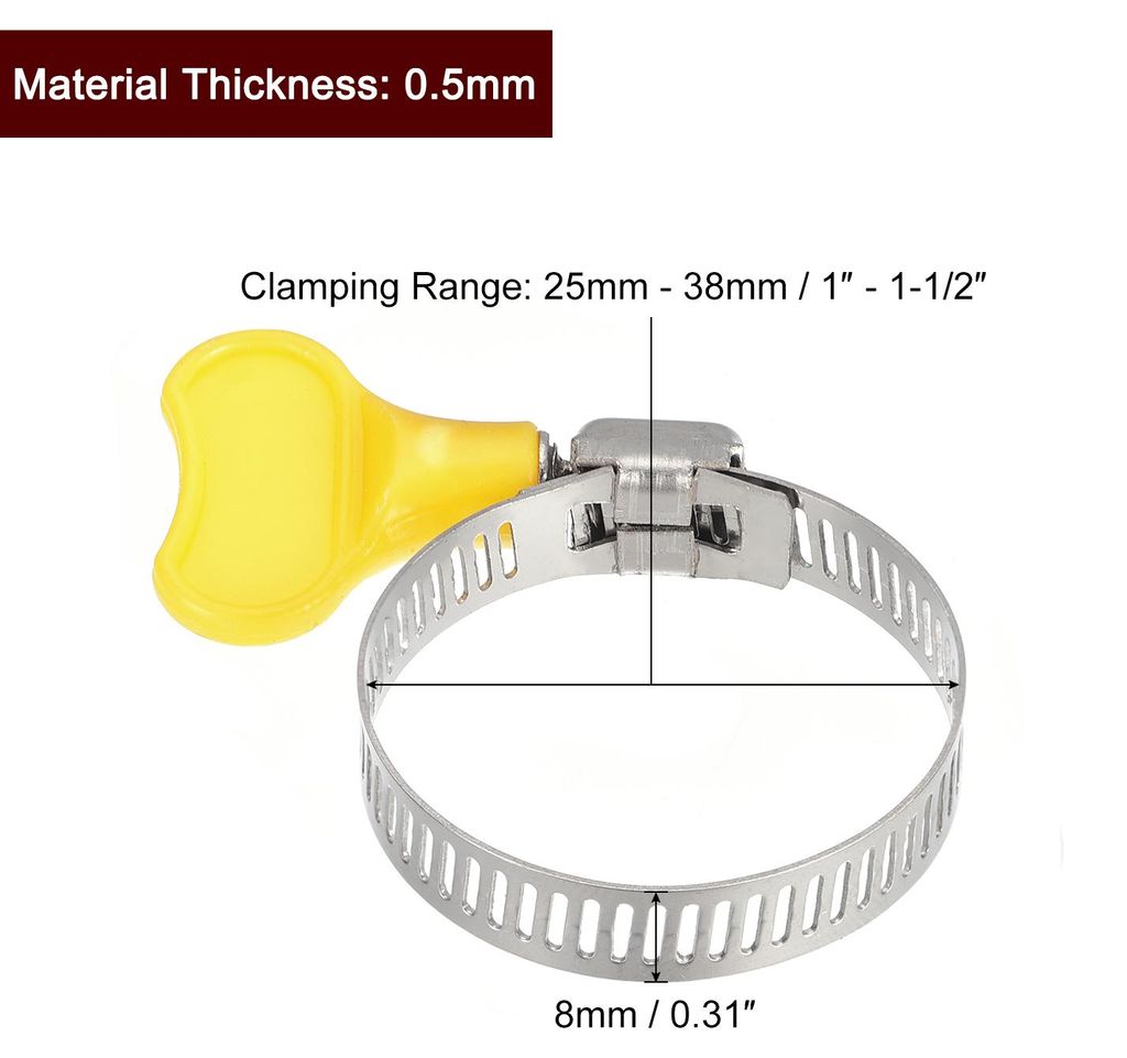 12Stk Schnecke Getriebe Schlauch Klemme 1" - 1 1/2" Schlš¹ssel Typ Einstellbar Edelstahl Schlauch Klemmen mit Plastik Handgriff fš¹r Sicherung ...