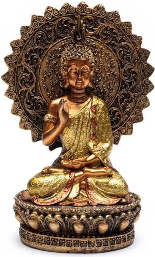 Buddha der Beruhigung mit Aura und Thron – 356 G; 12,8x8x18,5 cm