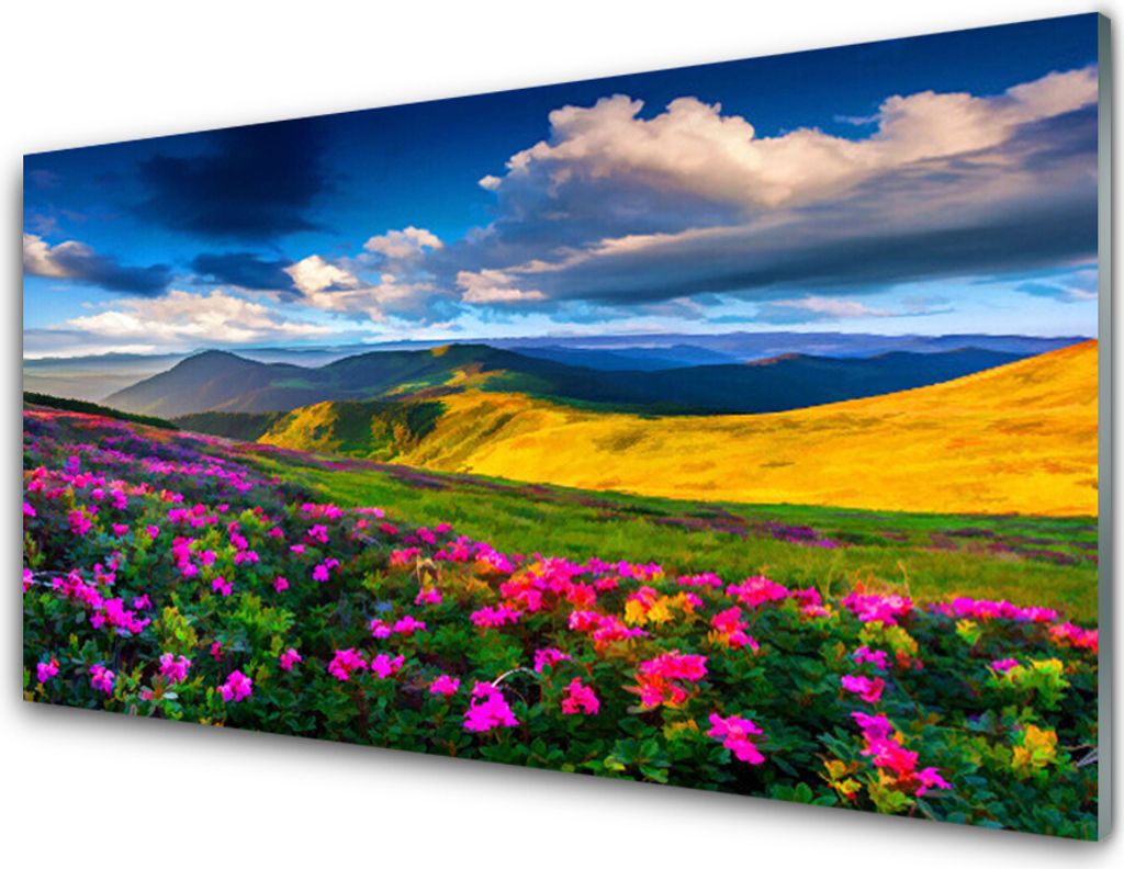 Acrylglasbilder 100x50 Wandbild Druck Wiese Blumen Natur Produktbild 