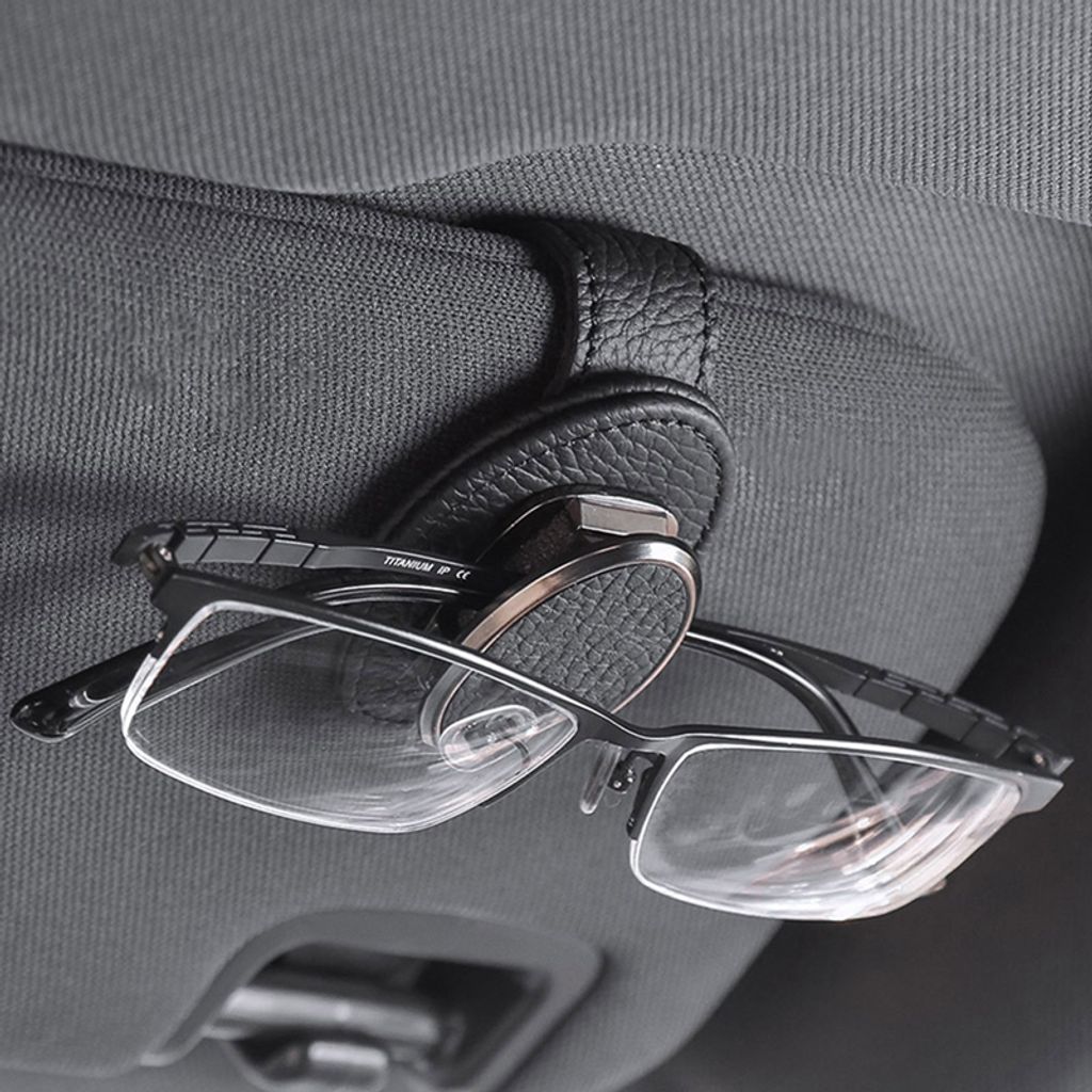3 Stück Brillenhalter für Auto Sonnenblende, Auto Brillenhalter, Auto  Visier Zubehör, Leder Auto Sonnenbrillen Halterung Ticket Clip, Magnetische