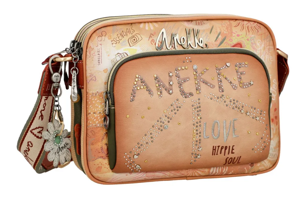 Anekke Peace & Love Flower Sac à Bandoulière 3 Compartiments Multicolore