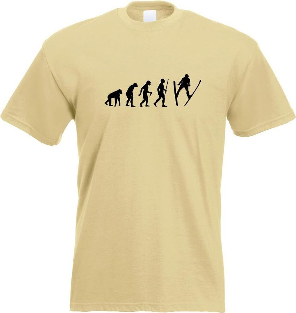 Kiwistar - T-Shirt - Khaki - Skispringen Evolution Motiv Bedruckt Funshirt Design Print - mit Motiv Bedruckt - Funshirt Design - Sport - Freizeit -...