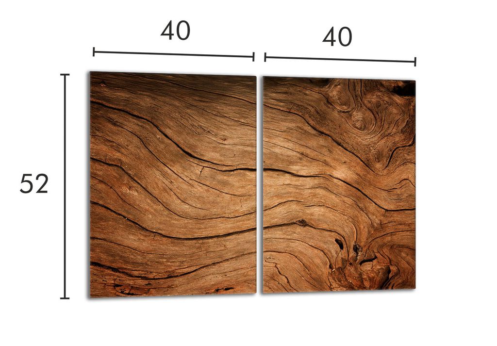 Herdabdeckplatte Set 2x40x52cm - Ceranfeld Abdeckung Mit Tomaten Holz Design