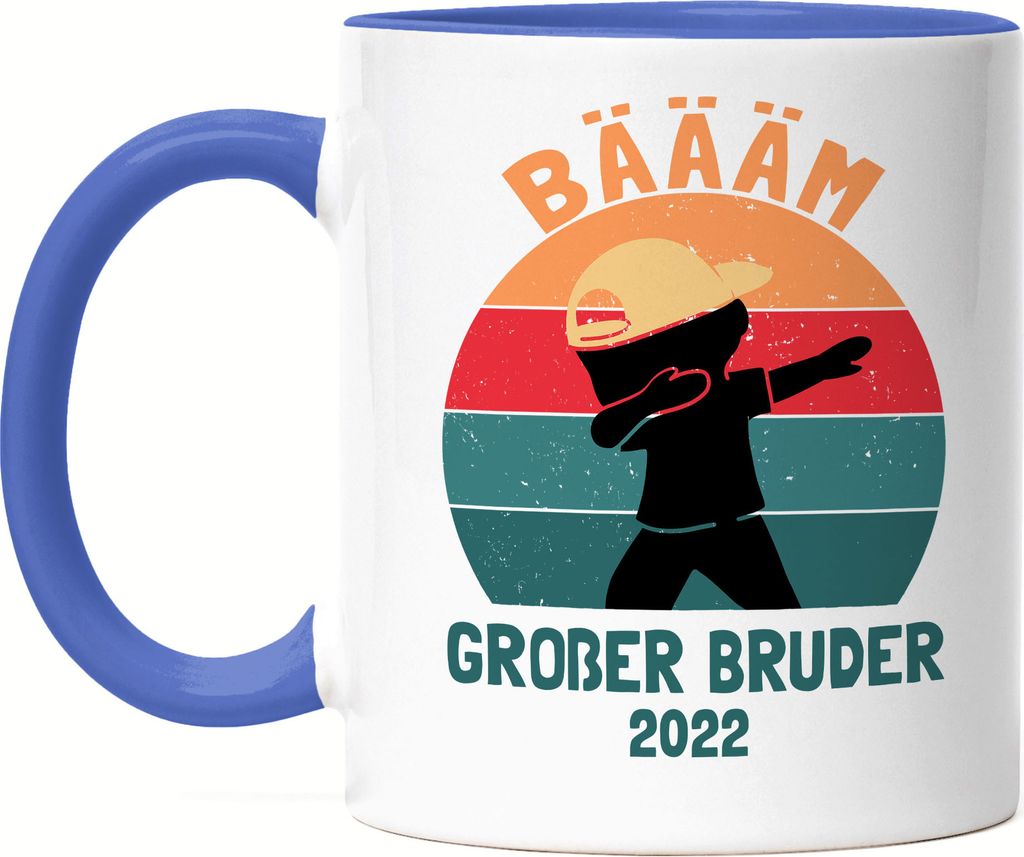 Bäääm! Großer Bruder 2022 Tasse Blau Geschenk Ankündigung Produktbild 