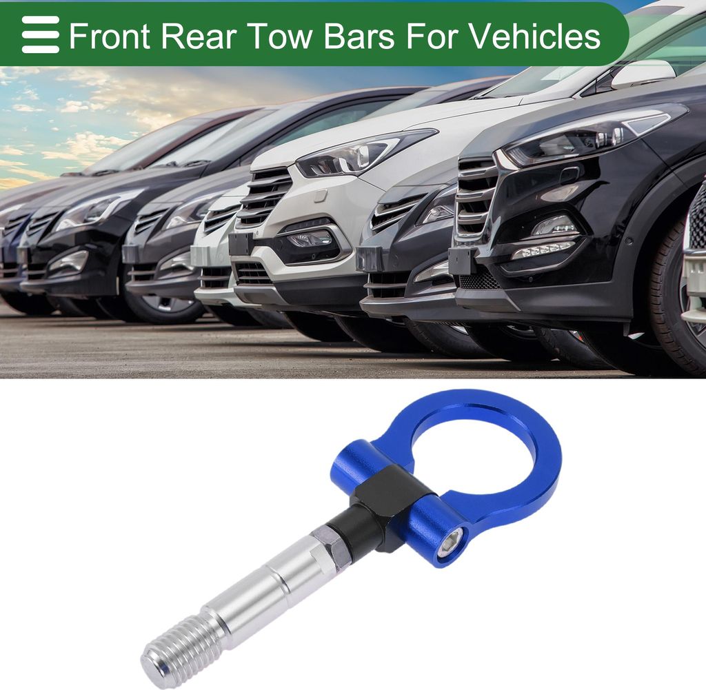 Zugstangen für Fahrzeuge für Mazda RX8 2003-2008 Vorne Hinten Schlepphaken 11mm Aluminium Legierung 104mm Blau 1 Set