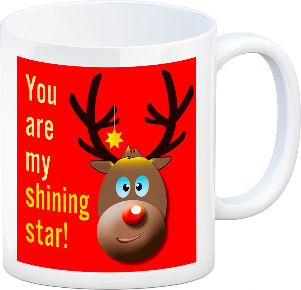 Weihnachten Kaffeebecher mit Rentier Motiv in Rot