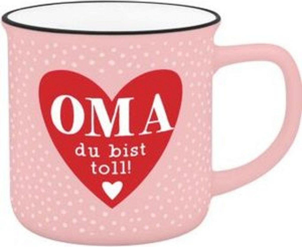 Becher in Emailloptik \Oma du bist toll!\""