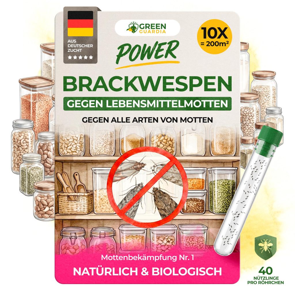 Brackwespen gegen Lebensmittelmotten - 10 Röhrchen - Lebensmittelmotten bekämpfen, Nützlinge gegen Motten, natürliche Mottenbekämpfung, Motten...