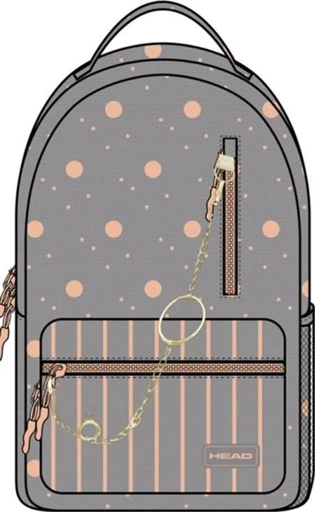 Sac à dos Head Astra Golden Grey avec dos rembourré et motifs dorés