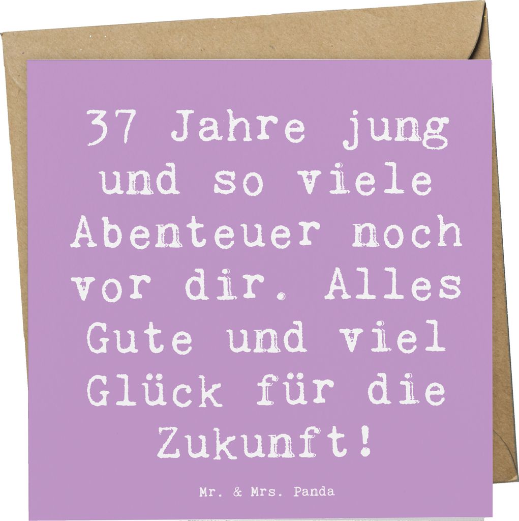 Mr. & Mrs. Panda Grußkarte Spruch 37. Geburtstag Abenteuer - Lavendeltraum - Geschenk, faltkarte, anlasskarte, Glückwunschkarte, Klappkarte, Gebu...