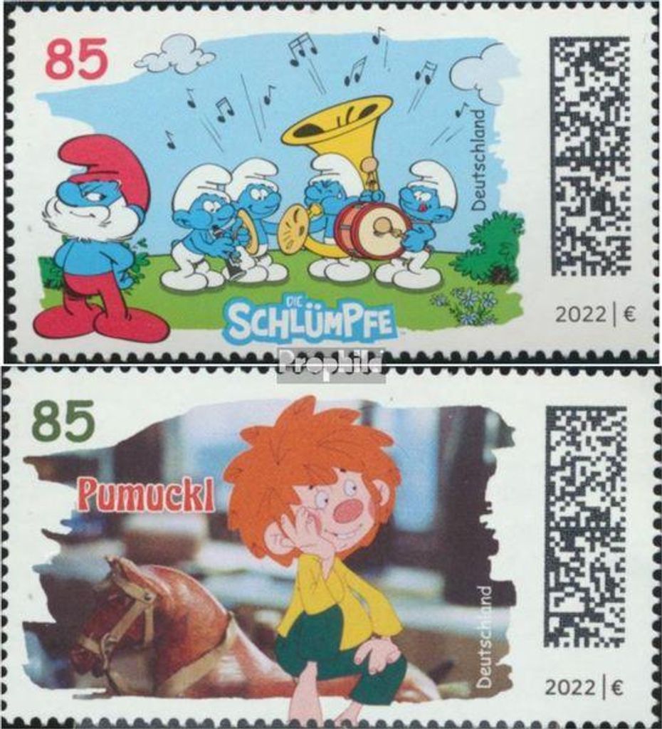 Briefmarken BRD 2022 Mi 3717-3718 gestempelt Die Schlümpfe Produktbild 