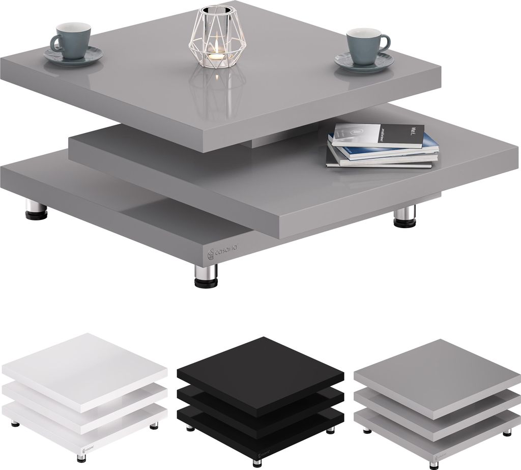 CASARIA® Table basse gris laqué Table de salon modulable Image du produit 