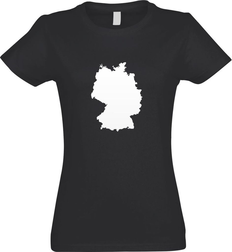 Kiwistar - T-Shirt tailliert - Damen - Graphit - Deutschland Umriss Kontur - mit Motiv Bedruckt - Funshirt Design - Sport - Freizeit - Damen - XL