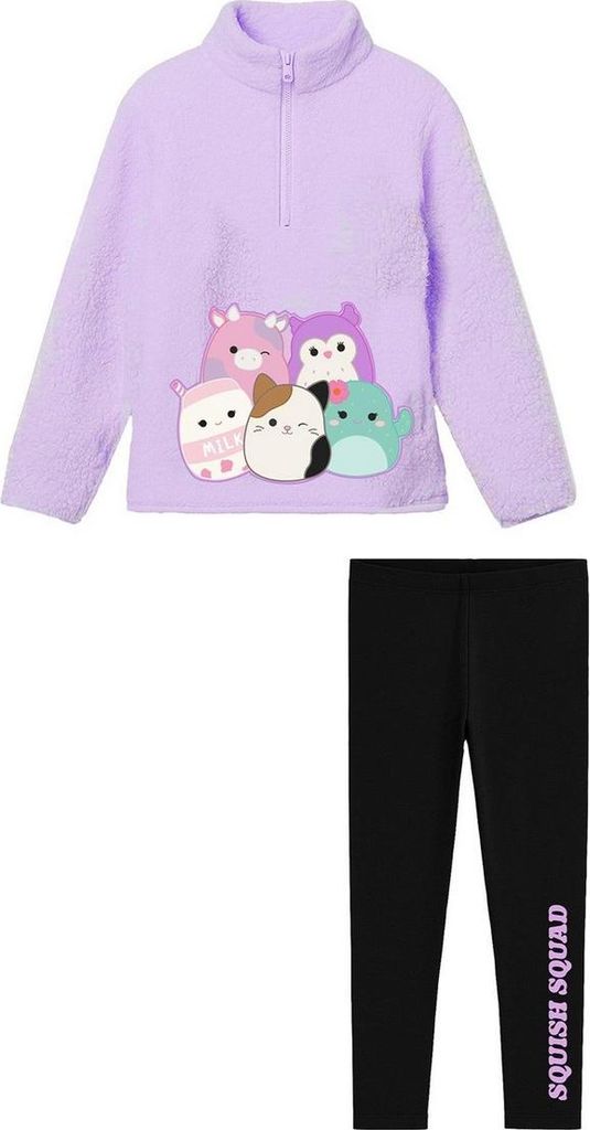 Squishmallows - Loungewear Set für Mädchen, mit halbem Reißverschluss, Teddyfleece TC1054 (104) (Violett/Schwarz)