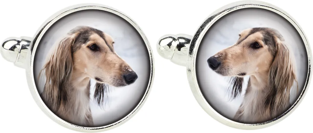 Storia di Eleganza: Gemelli Saluki Art-Dog e Collana Artigianale