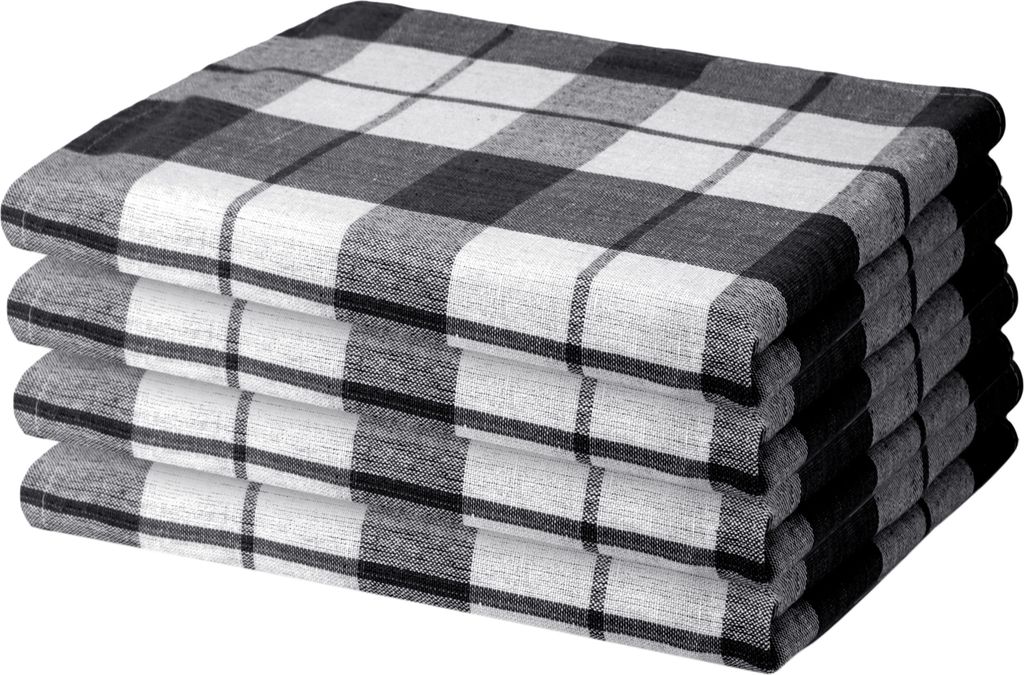 4 Geschirrtücher 50x70 cm schwarz Karo Küchentücher Geschirrtuch Set Baumwolle