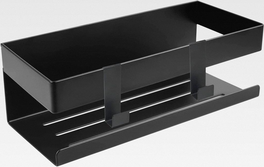 Duschablage ohne Bohren, Duschregal Schwarz mit Haken, Wandbehang Aufbewahrungsregal, 304SUS Edelstahl Duschkorb für Küche Badezimmer Büro Hotel...