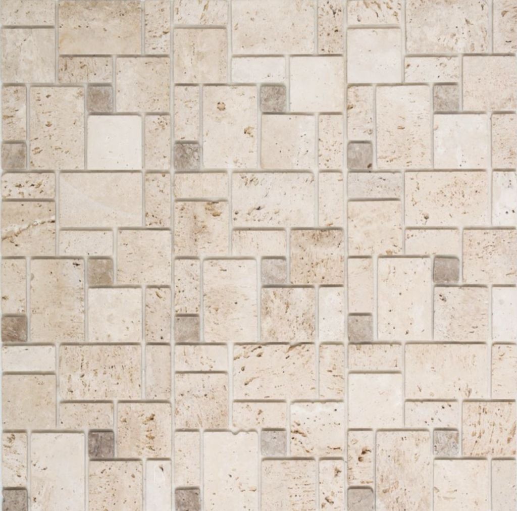 Mosaikfliese selbstklebend Travertin Naturstein beige Produktbild 