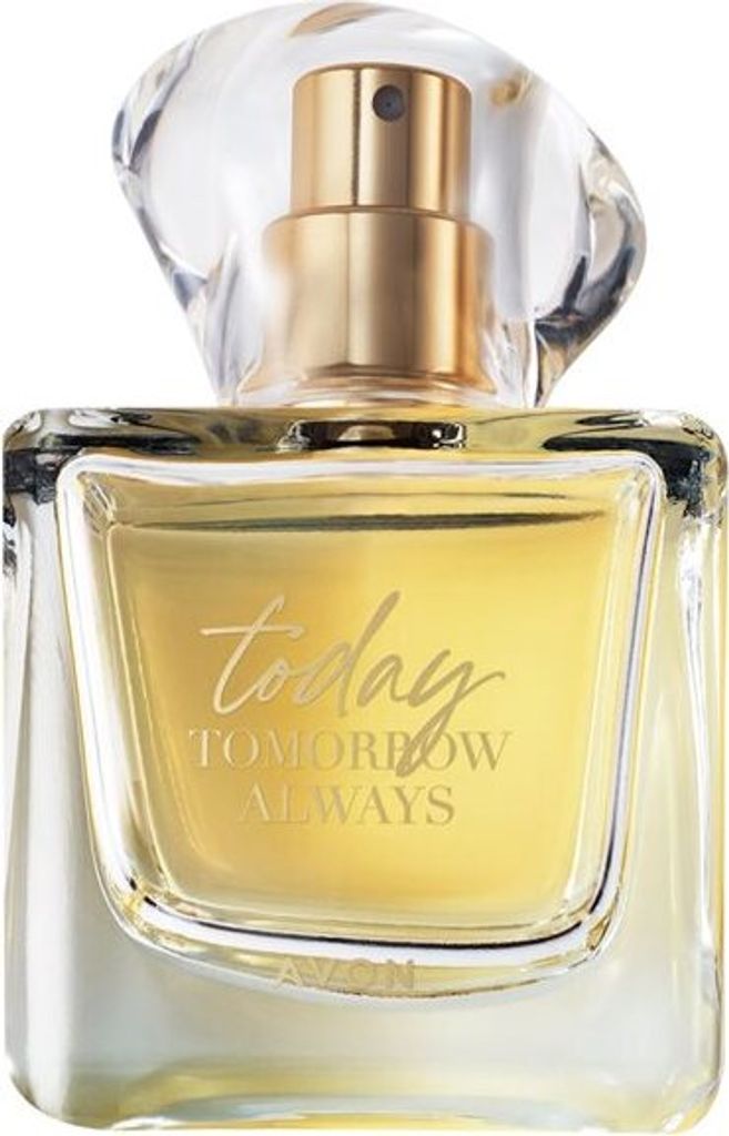 A clear, professional studio shot of an AVON TODAY Eau de Parfum bottle.