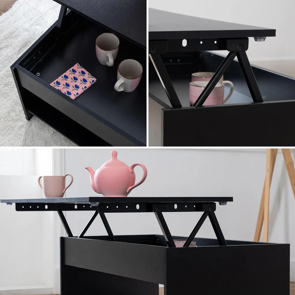 Table basse relevable noire pour manger devant la télé - Modèle HEDDA - 4