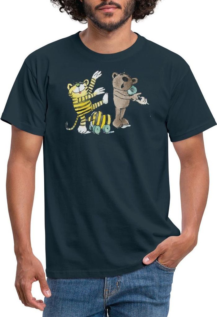 Spreadshirt Janosch Tiger und Freunde Machen Musik Männer T-Shirt, S, Navy