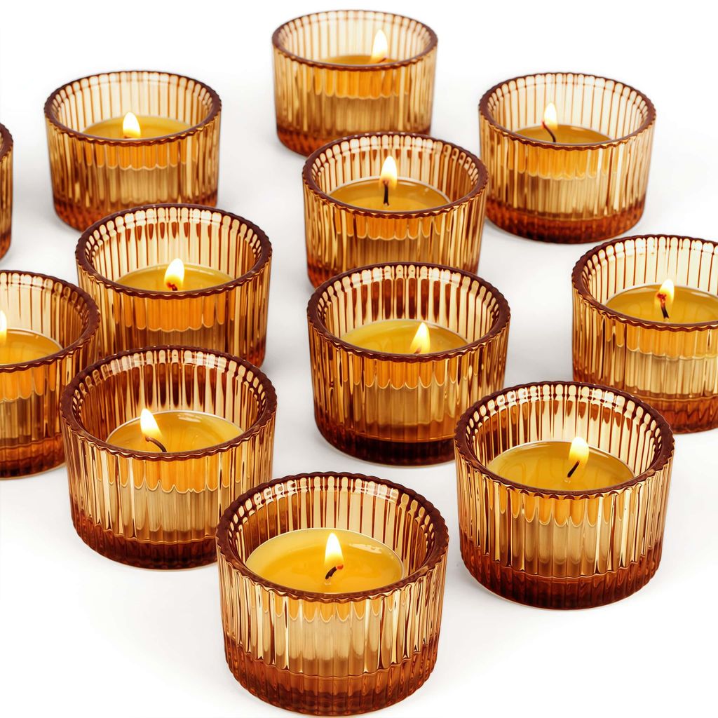 12er-Set Teelichthalter, Kerzenhalter aus Glas für Teelichter, Kleine Teelichtgläser für Hochzeit, Weihnachten, Tischdekoration