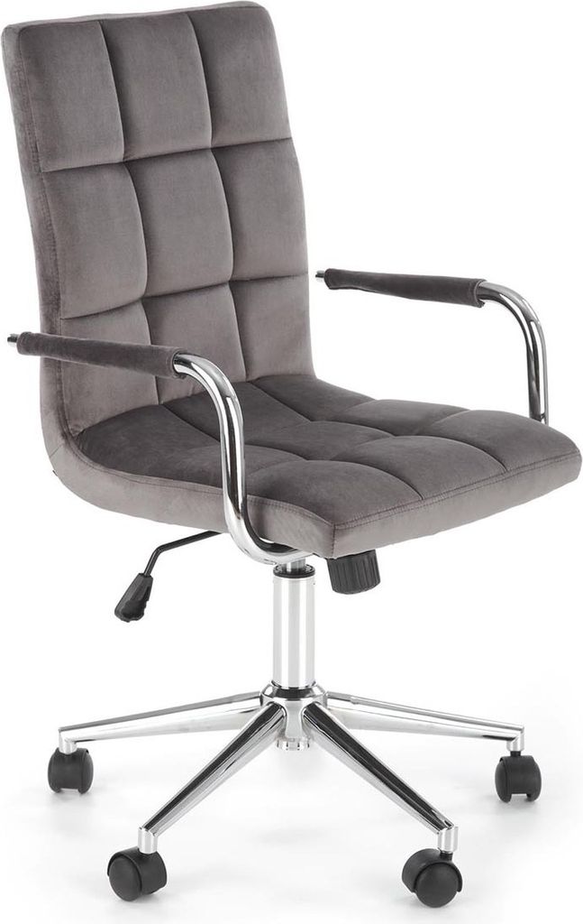 Halmar Büro Stuhl Gonzo 4 - grau (Samt) / Chrom Produktbild 