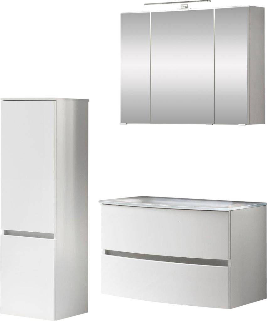 Waschtisch-Set Badezimmer Bad-Set "Kopenhagen III" Weiß, Matt Weiß