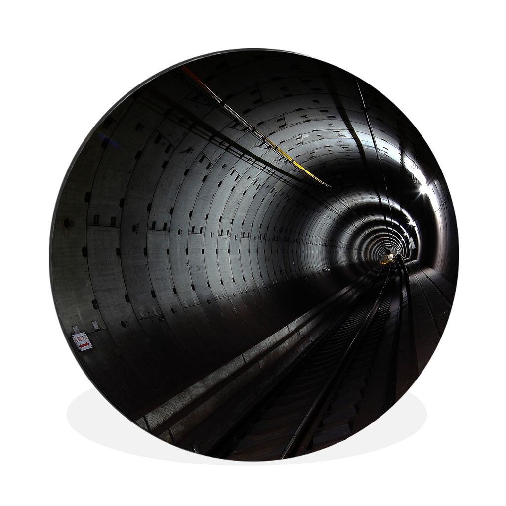 MuchoWow Aluminium Wandkreis Ein unterirdischer Tunnel in Yokohama, Japan Ø 90 cm Wanddeko Modern Wohnzimmer - Mauerkreis - Wandbilder - Runde B...