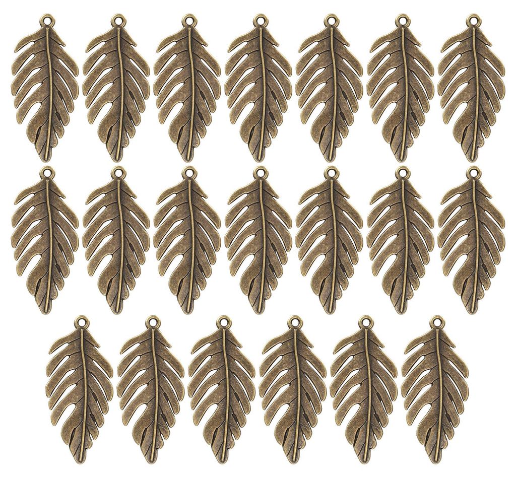 20 Stück Bronze-Blatt-Schmuckzubehör, Legierungsanhänger für DIY-Handwerksdekoration