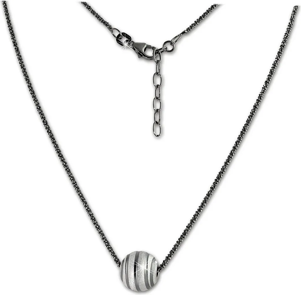 Collier Argent 925 Anti-Ternissement 47cm Boule Spirale SDK29342S