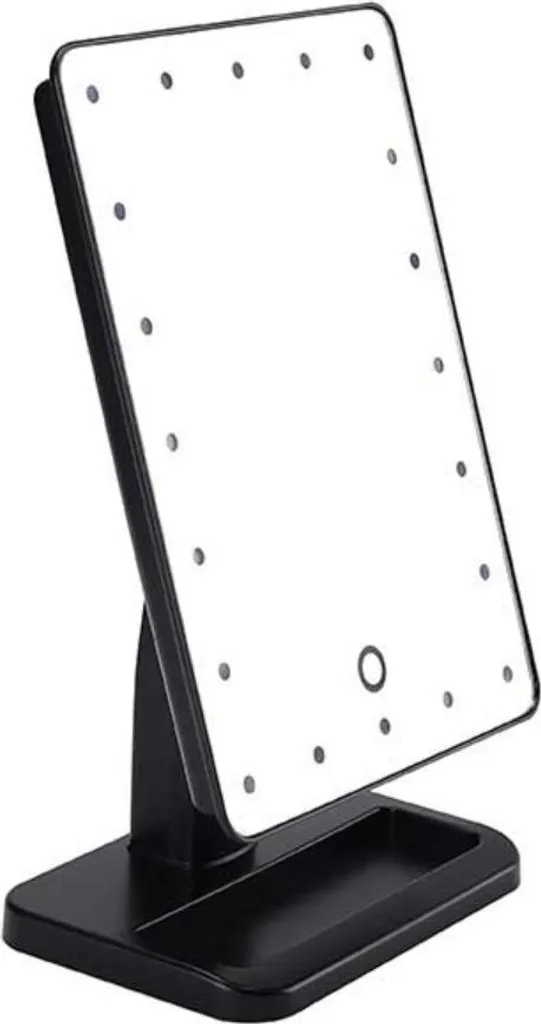 INF Specchio Cosmetico LED Nero | Struttura Girevole 360° Alta Qualità