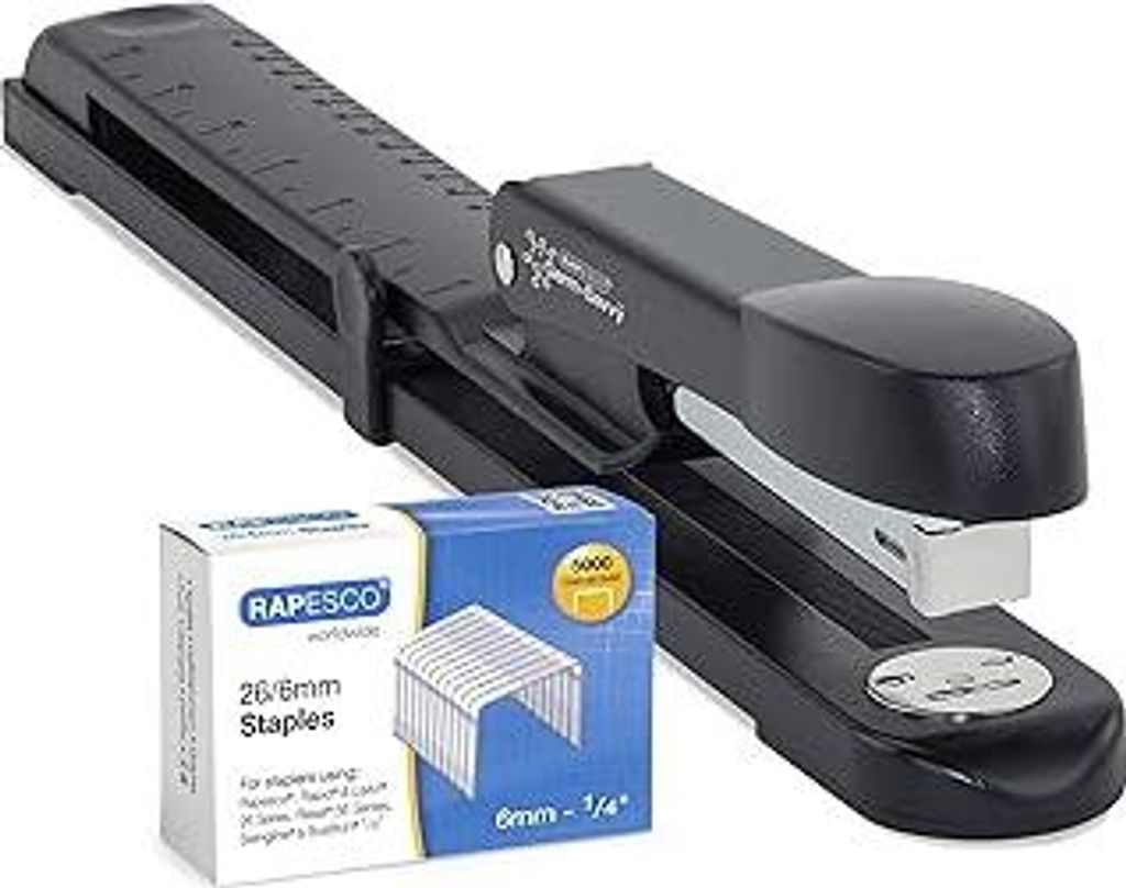 Rapesco 1464 Germ-Savvy Antibakteriell, Marlin-Langarmhefter mit 5000 x 26/6 mm Heftklammern, 25 Blatt Heftleistung, Schwarz