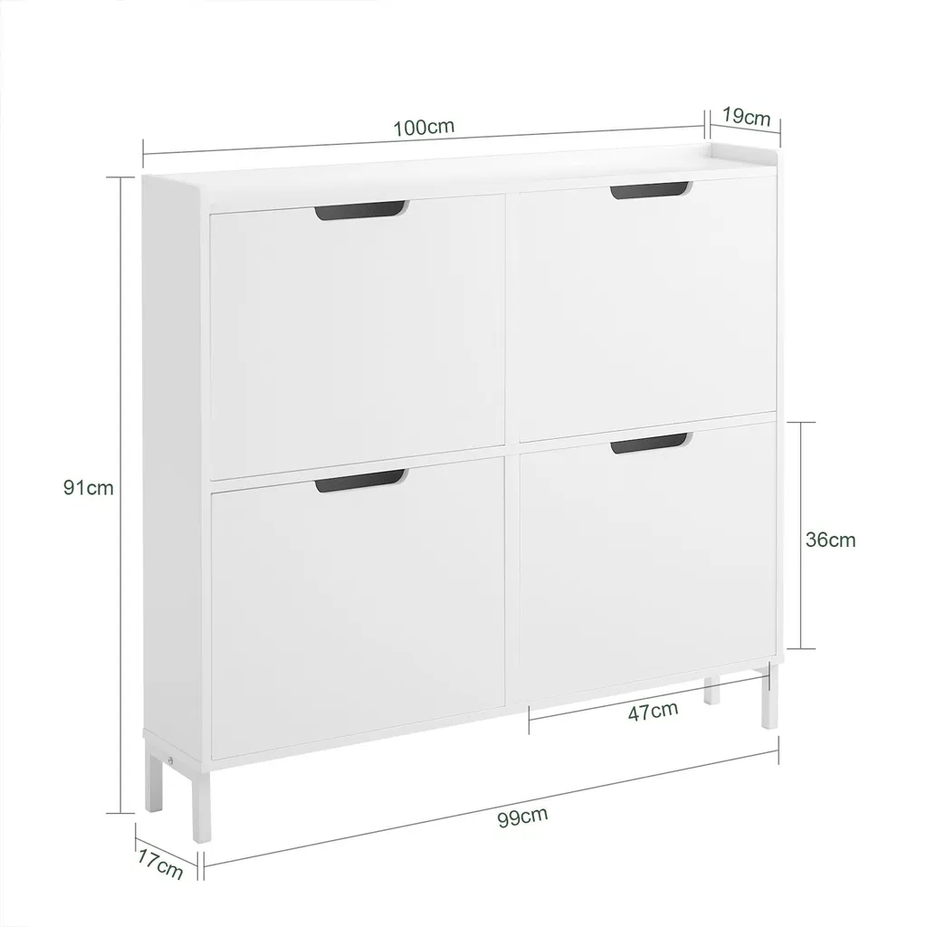 Commode haute à chaussures et étagère fermée gain de place blanche - 3