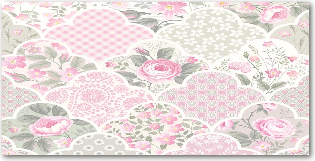 Tulup Leinwandbild - 120x60 cm - Wandkunst - Drucke auf Leinwand - Leinwanddruck - Blumen & Pflanzen - Rosa - Rosen Ornamente