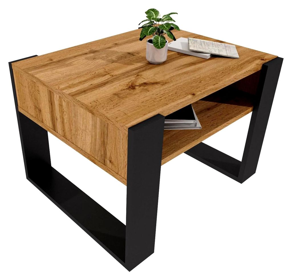 Couchtisch 65×53,6 cm – Wohnzimmertisch aus Holzwerkstoff, stabiler und moderner Kaffeetisch mit zusätzlicher Ablagefläche – Beistelltisch, ...