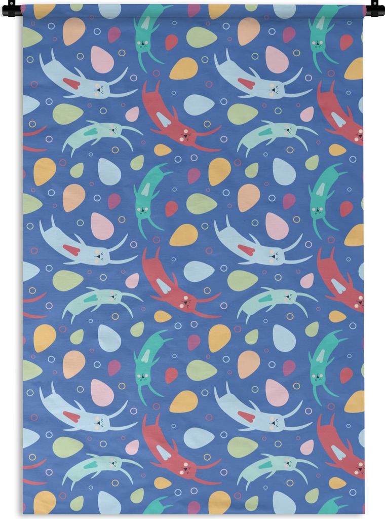MuchoWow Wandteppich Wandbehang Kaninchen - Pastell - Muster 120x180 cm Tapisserie Dekoration Wandtuch - Schlafzimmer - Dekorationen für das Haus